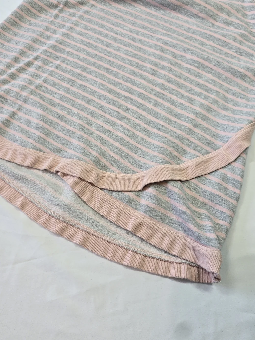 Christopher & Banks Grey Pink Striped Tulip Hem Long Sleeve Top Size Large